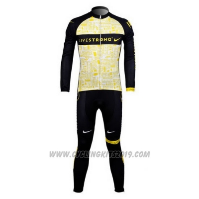 2012 Cycling Jersey Livestrong Yellow Long Sleeve and Bib Tight